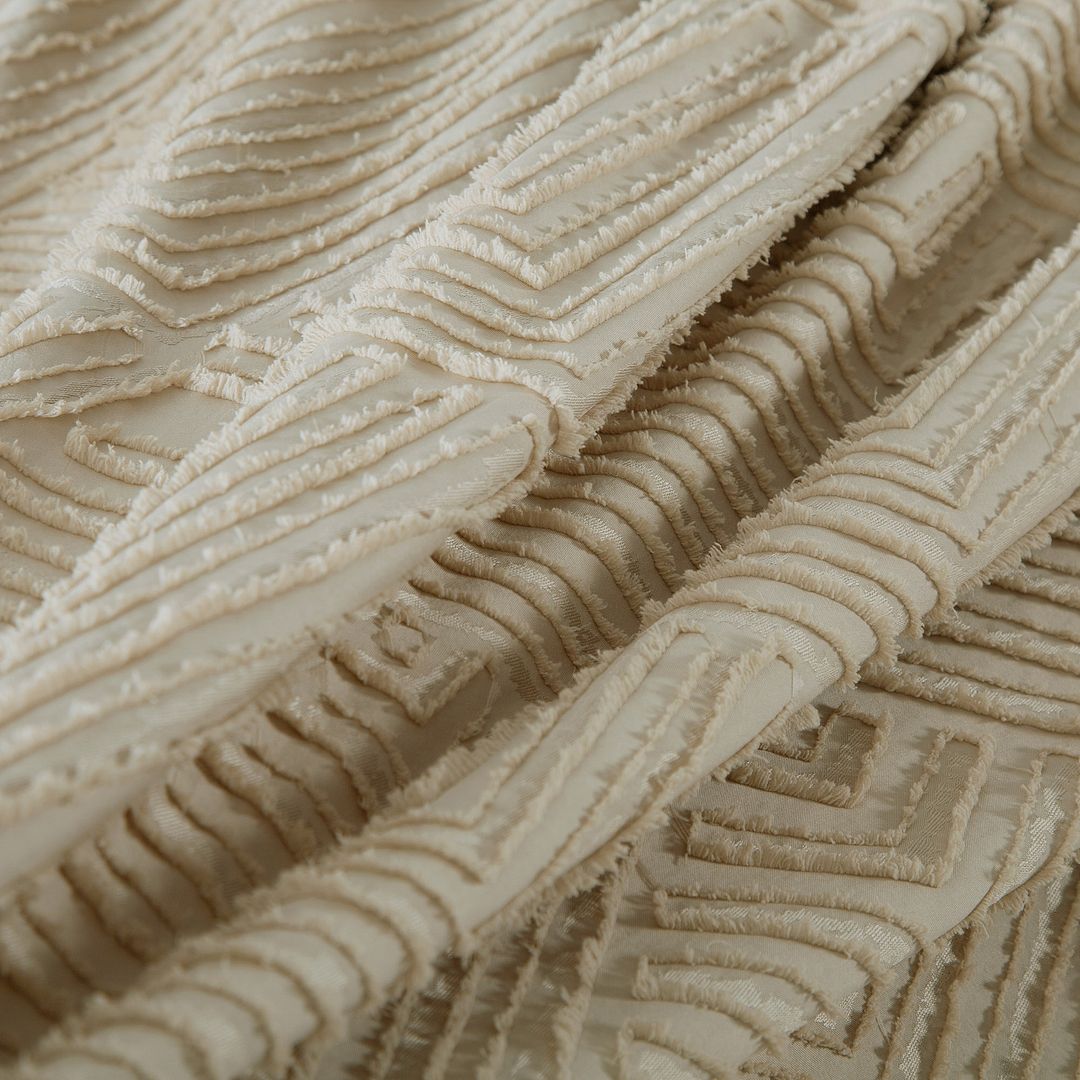 Tufted Textured Jacquard Quilt Cover Set- Beige - Super King Size
