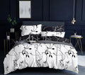 Tree Reversible Queen Size White Duvet Quilt Cover Set