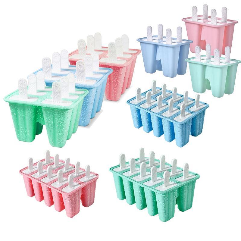 Silicone Ice Cream Mould Block Frozen Molds Icy Pole Jelly Popsicle - Blue-10Grid