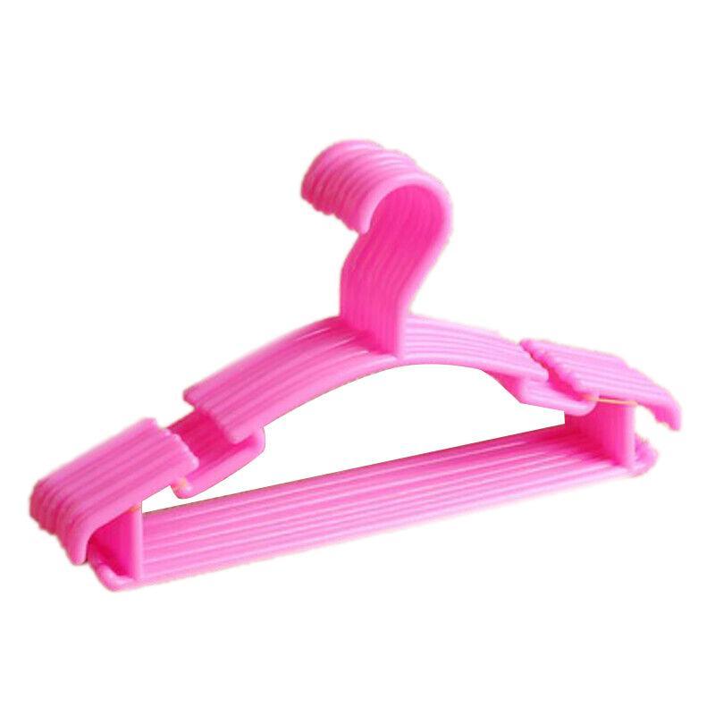 10pcs Small Plastic Clothes Hangers Mini Coat Hanger Set for Wardrobe Storage - Pink