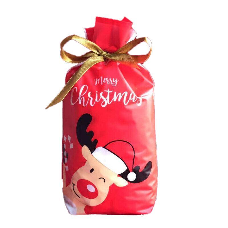 10pcs Christmas Candy Bags Gift Treat Drawstring Pouches Biscuit Cookie Packaging - 10Pcs Bag-Bike Bear