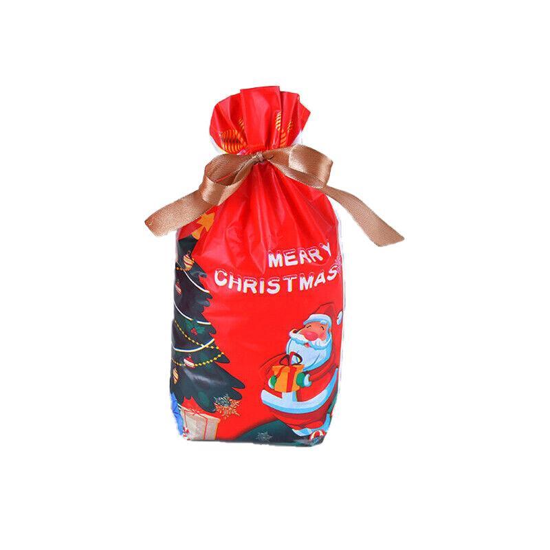 10pcs Christmas Candy Bags Gift Treat Drawstring Pouches Biscuit Cookie Packaging - 10Pcs Bag-Bike Bear