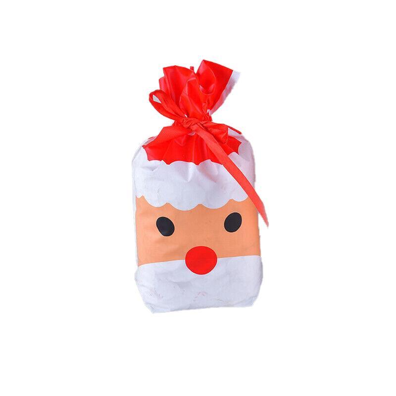 10pcs Christmas Candy Bags Gift Treat Drawstring Pouches Biscuit Cookie Packaging - 10Pcs Bag-White House