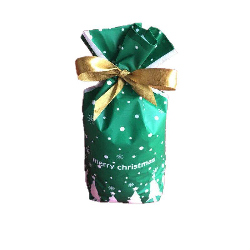 10pcs Christmas Candy Bags Gift Treat Drawstring Pouches Biscuit Cookie Packaging - 10Pcs Bag-White House