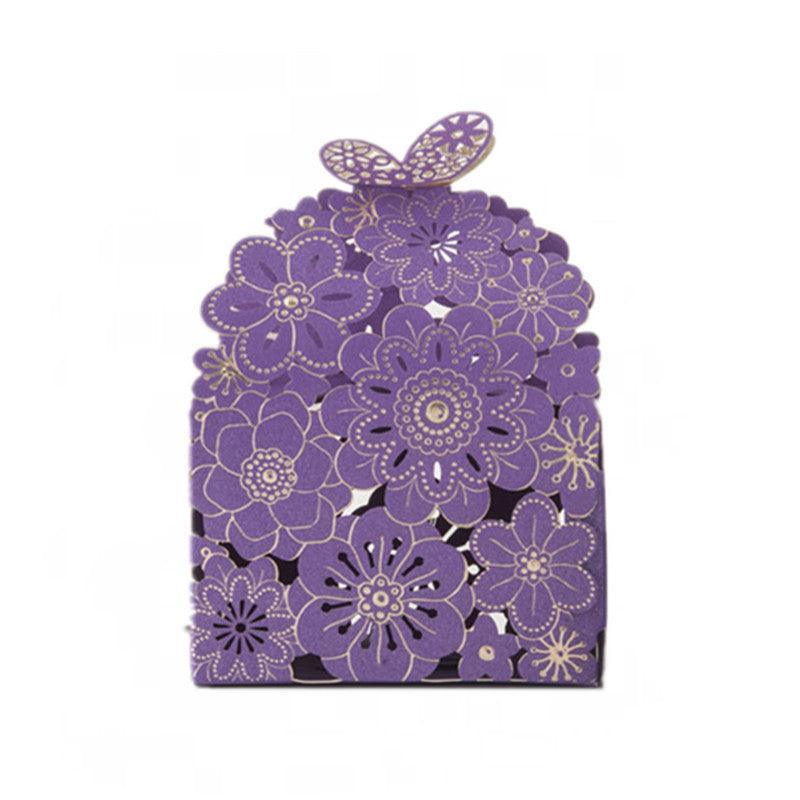 Laser Cut Wedding Favour Candy Gift Boxes Party Decoration Floral Design 12 Pack - Pink