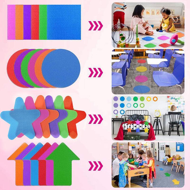 Classroom Sit Dots Carpet Spot Markers 30pcs Circles Stars Arrows Teaching Tool - Square
