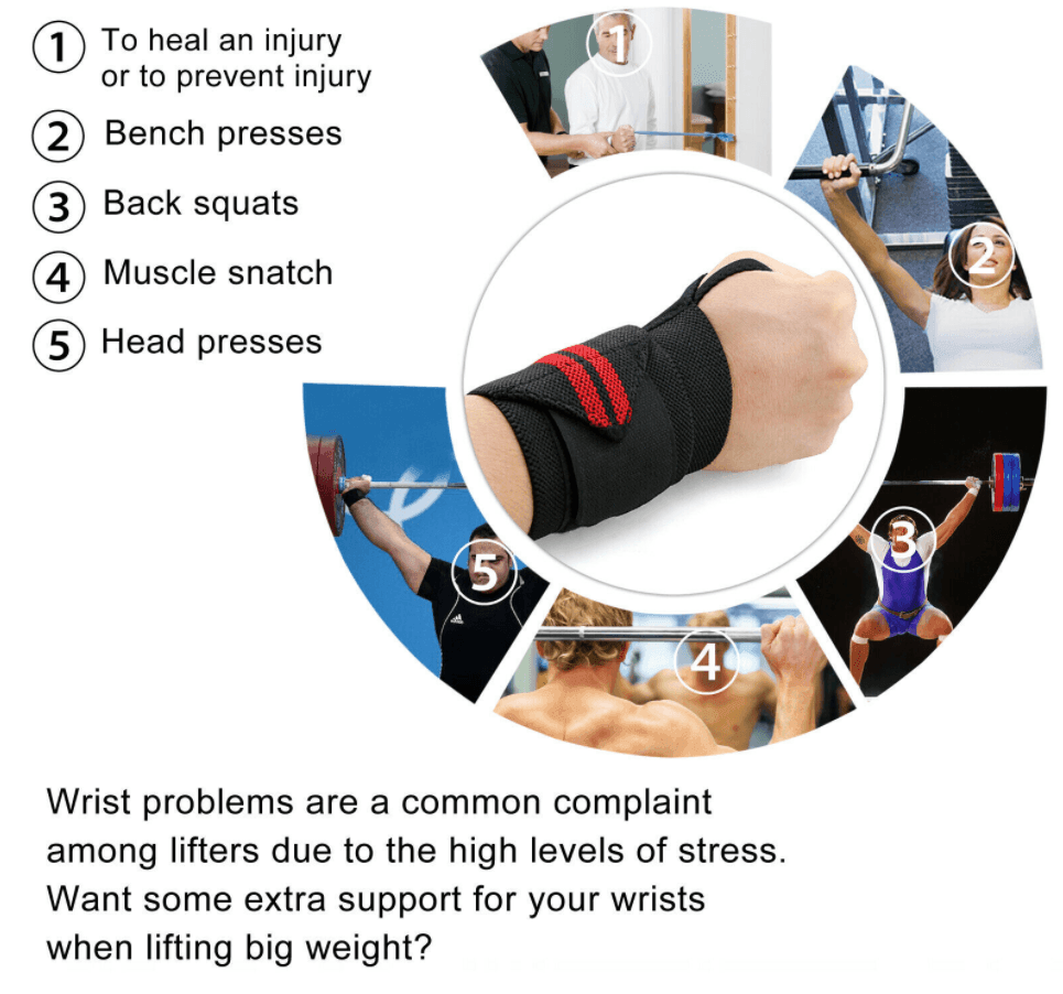 Aolikes Weight Lifting Gym Muscle Training Wrist Support Straps Wraps Hand - Black+Blue