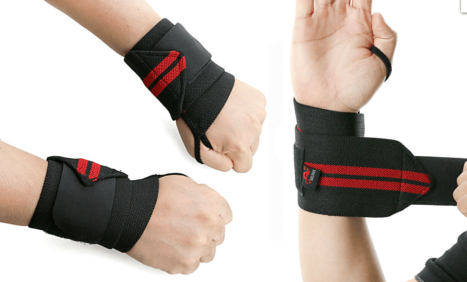 Aolikes Weight Lifting Gym Muscle Training Wrist Support Straps Wraps Hand - Black+Blue