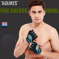M Size Sports Gloves Weight Lifting Exercise Training Workout Bike Riding Men Women - Black+Purple