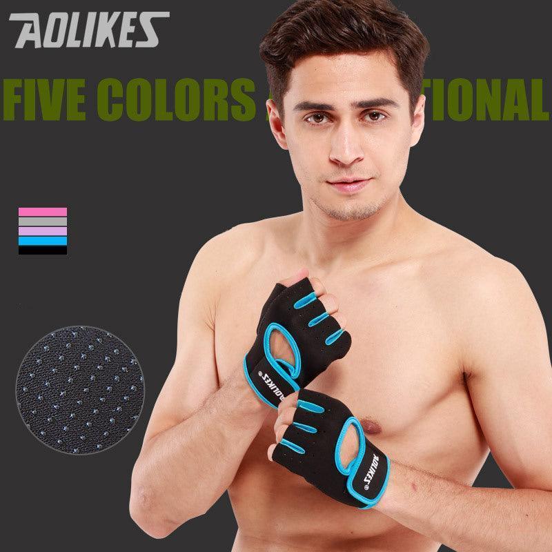 M Size Sports Gloves Weight Lifting Exercise Training Workout Bike Riding Men Women - Black+Pink