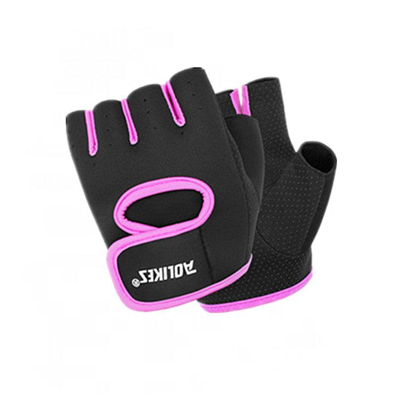 L Size Aolikes Sports Gloves Weight Lifting Exercise Training Workout Bike Riding - Black
