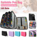 168 Slots Large Capacity Pencil Case Foldable Pen Bag Make Up Storage Organizer - Rose Red