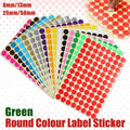 8/13/25/50mm Colour Sticker Dots Adhesive Round Labels Circular Scrapbooking Green - 25mm 40 Dots - 1 Sheet