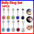 10X Bulk Set Titanium Belly Bars 316L Surgical Steel Navel Piercings - 10pcs/set