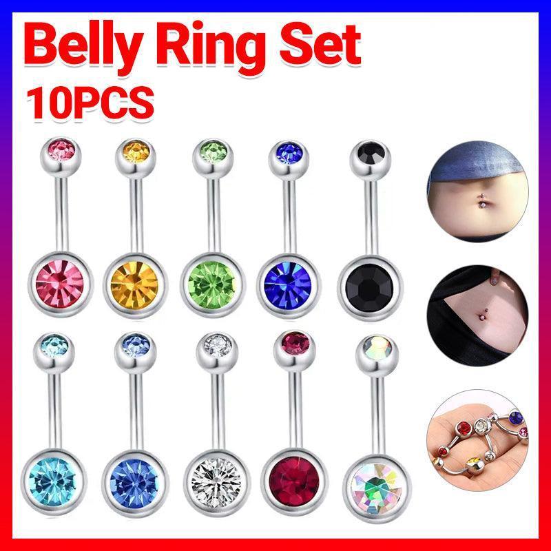 10X Bulk Set Titanium Belly Bars 316L Surgical Steel Navel Piercings - 10pcs/set