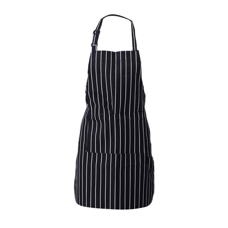 Apron with Pocket 2Pcs Chef Butcher Kitchen Cooking Baking Restaurant Wear - Coffee White Strip