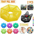 Weekly Pill Organiser 7 Day Medicine Box Tablet Case Dispenser 2 Pack - Black