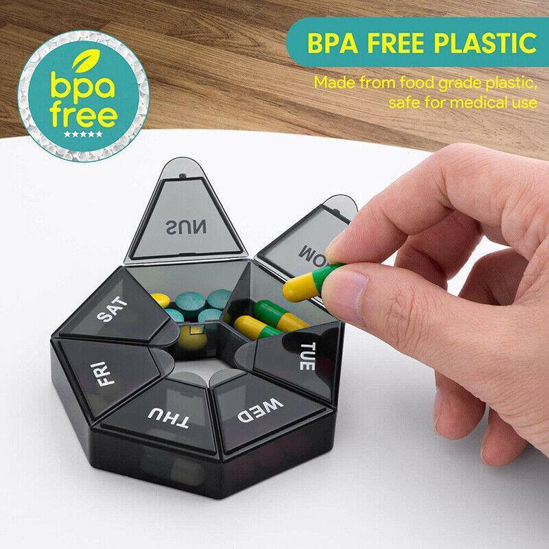 Weekly Pill Organiser 7 Day Medicine Box Tablet Case Dispenser 2 Pack - Green