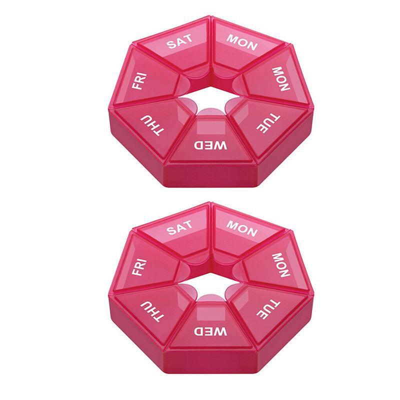 Weekly Pill Organiser 7 Day Medicine Box Tablet Case Dispenser 2 Pack - Orange