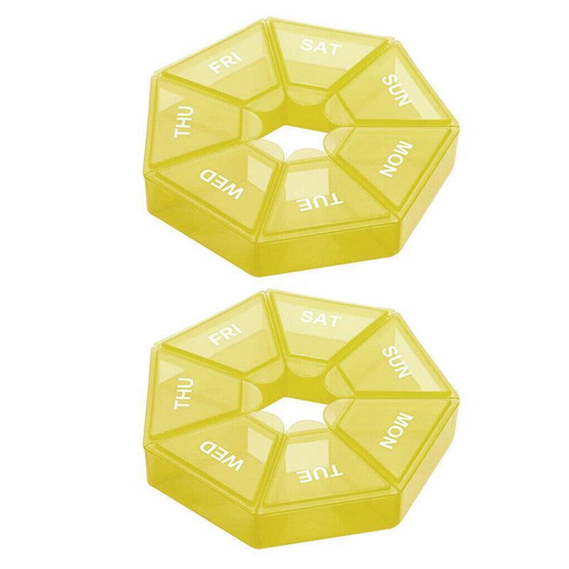 Weekly Pill Organiser 7 Day Medicine Box Tablet Case Dispenser 2 Pack - Red