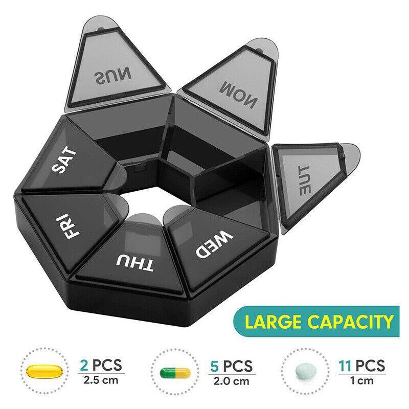 Weekly Pill Organiser 7 Day Medicine Box Tablet Case Dispenser 2 Pack - Yellow