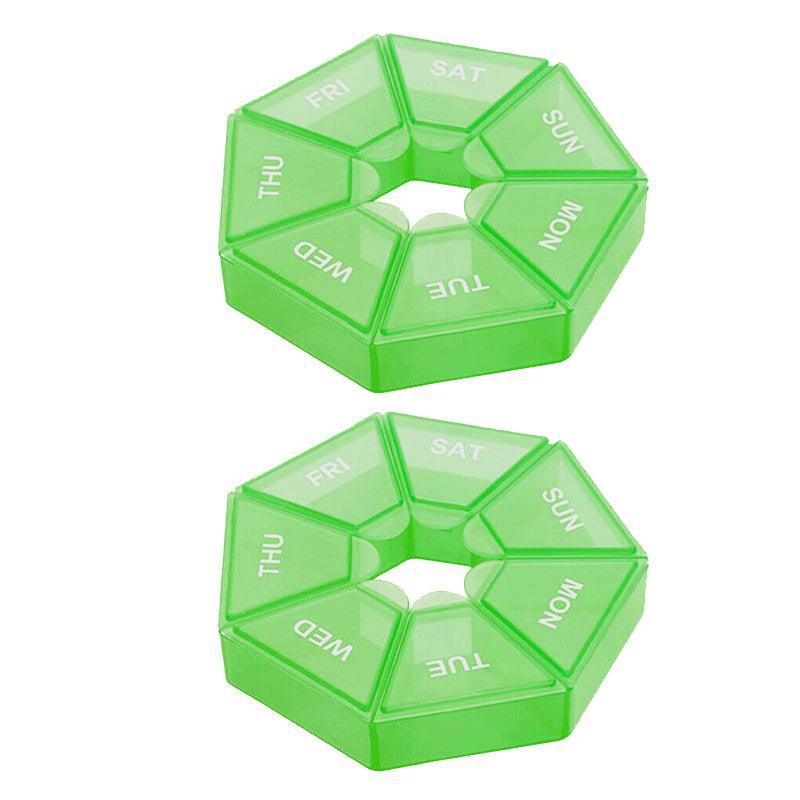 Weekly Pill Organiser 7 Day Medicine Box Tablet Case Dispenser 2 Pack - Yellow