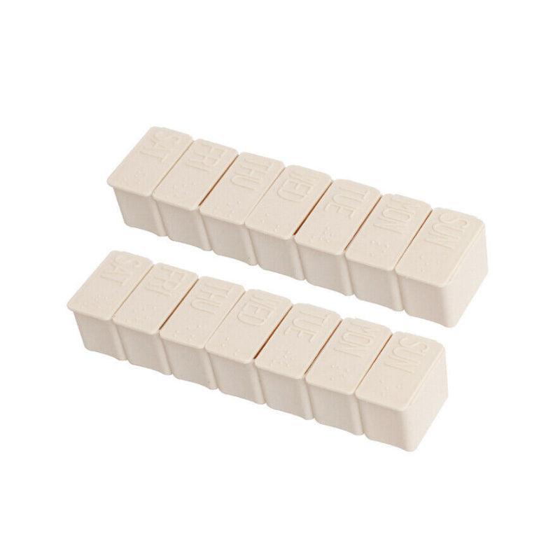 2X 7 Day Weekly Pill Box Medicine Tablet Organizer Dispenser Container Case - Beige