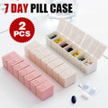 2X 7 Day Weekly Pill Box Medicine Tablet Organizer Dispenser Container Case - Grey