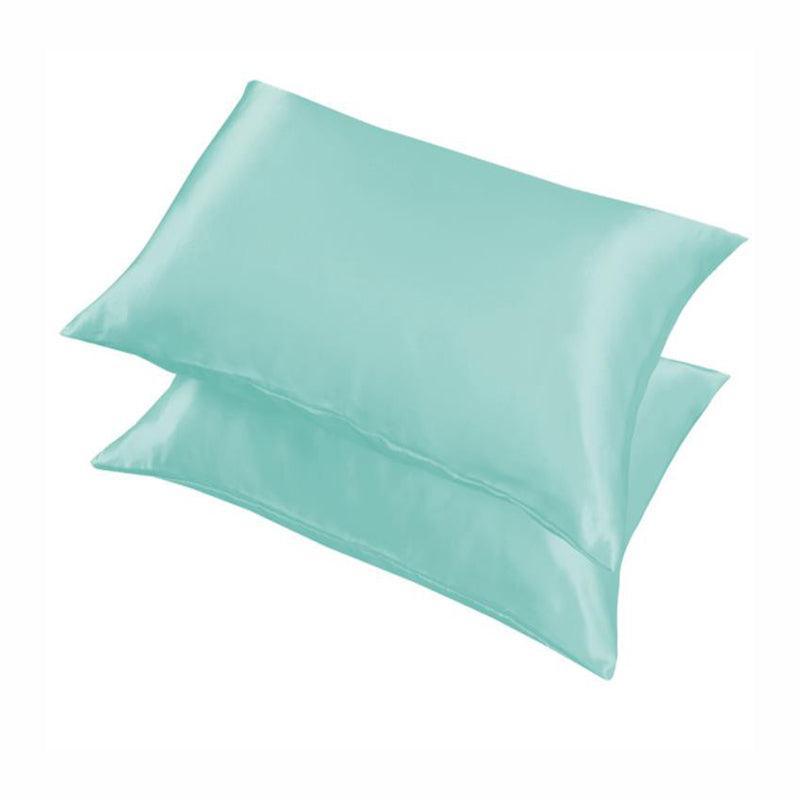 2 Pack Satin Pillowcases Luxury Soft Cushion Covers Bedroom Home Decor - Lake Blue