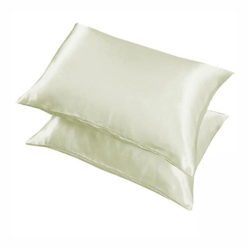 2 Pack Satin Pillowcases Luxury Soft Cushion Covers Bedroom Home Decor - Light Orange