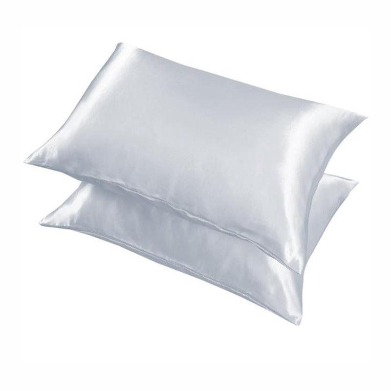 2 Pack Satin Pillowcases Luxury Soft Cushion Covers Bedroom Home Decor - Light Orange