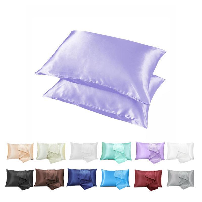 2 Pack Satin Pillowcases Luxury Soft Cushion Covers Bedroom Home Decor - Light Yellow