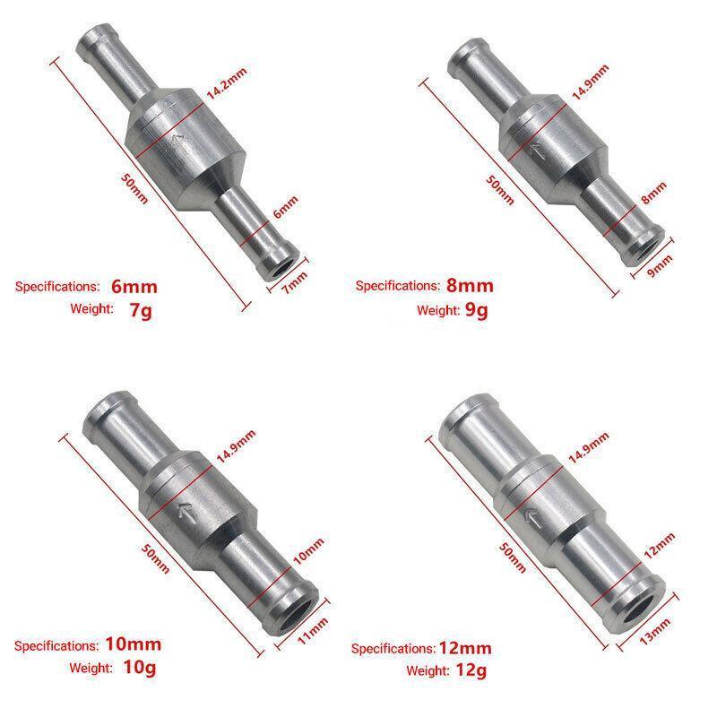 2X 6/8/10/12Mm One Way Non Return Check Valve Air Fuel Petrol Diesel Oil Vacuum - 6MM