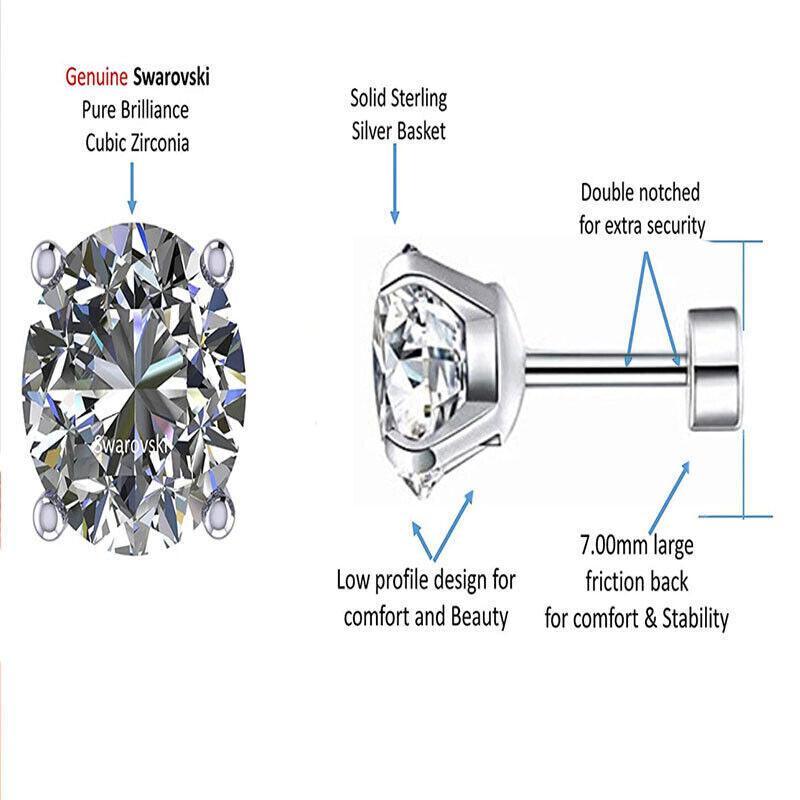 1 Pair Zirconia Surgical Steel Stud Earrings Crystal Piercing Jewellery - 4mm