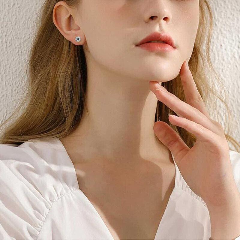 1 Pair Zirconia Surgical Steel Stud Earrings Crystal Piercing Jewellery - 6mm