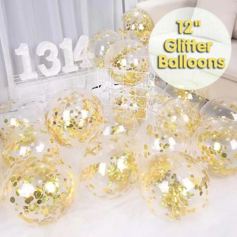 10/100X 30Cm Confetti Glitter Balloons for Party & Wedding - 30cm Rose Gold *10pcs