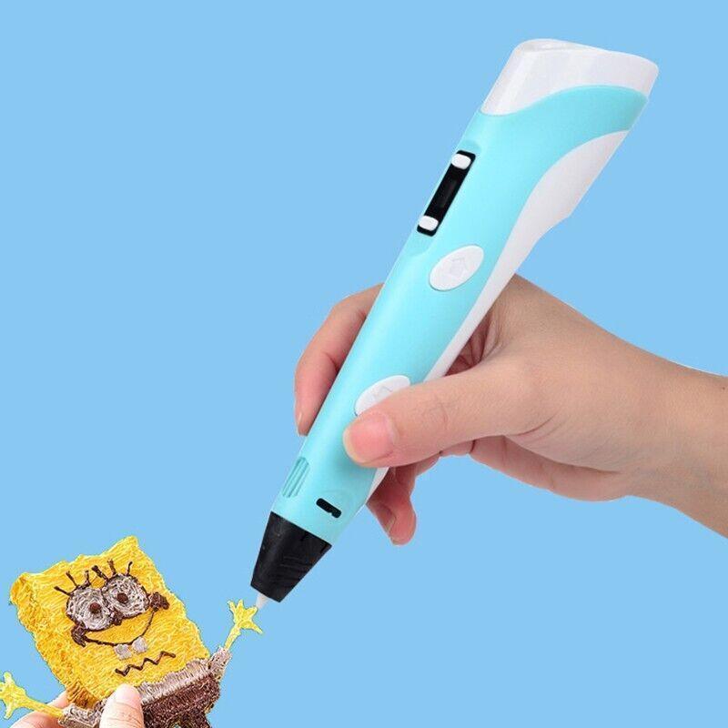 3D Printing Pen Drawing Pen Printer + LCD Screen + USB + 3 Free Filaments Gift - Purple