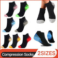 3x 6x Sports Pressure Socks Running Short Socks Men And Women Plantar Fascia Compression Elastic Socks - Blue