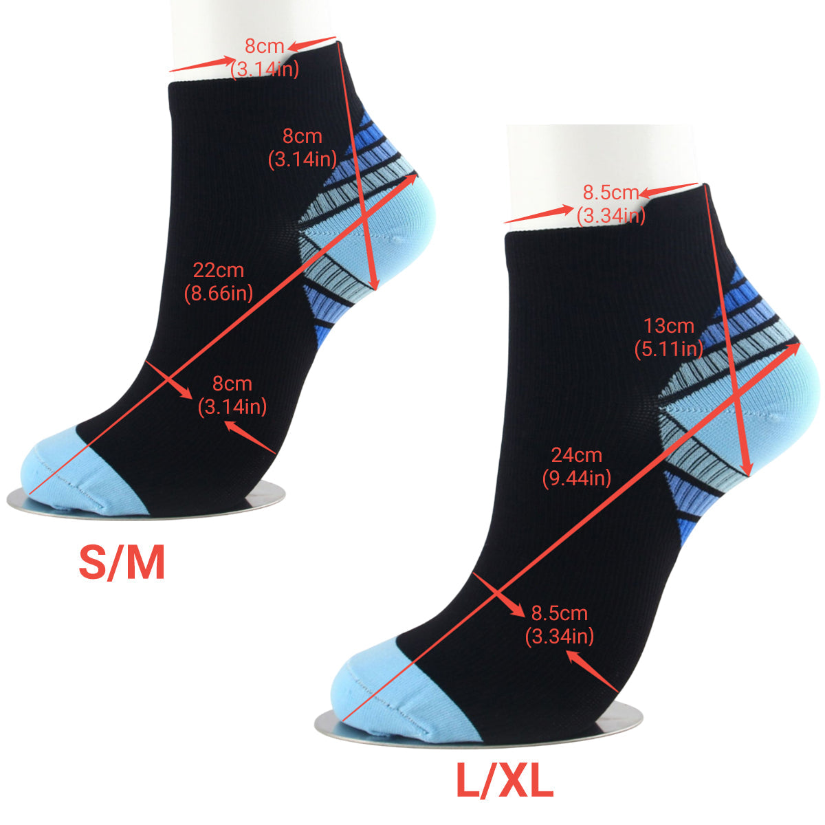 3x 6x Sports Pressure Socks Running Short Socks Men And Women Plantar Fascia Compression Elastic Socks - Pink