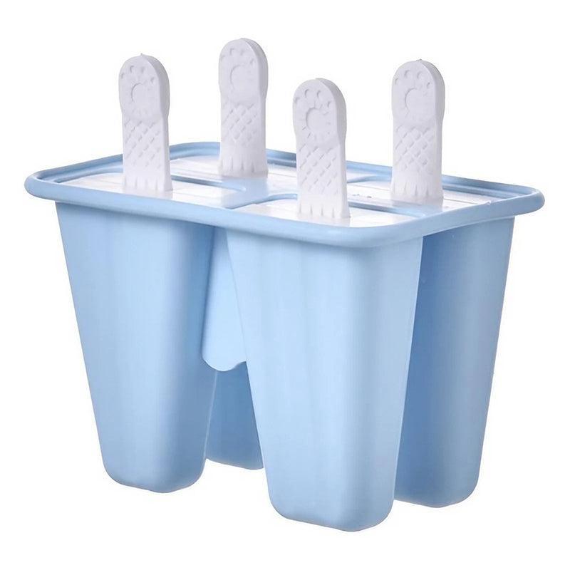 Silicone Ice Cream Mould Block Frozen Molds Icy Pole Jelly Popsicle - Blue-4Grid