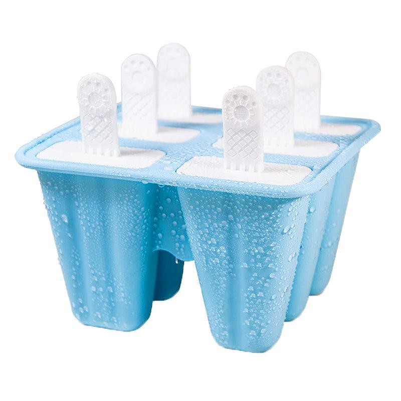 Silicone Ice Cream Mould Block Frozen Molds Icy Pole Jelly Popsicle - Blue-4Grid