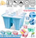 Silicone Ice Cream Mould Block Frozen Molds Icy Pole Jelly Popsicle - Pink-4Grid