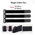 Magic Cable Ties Reusable Winder Coded Organiser Cords Hook Loop Black - 20*300mm  10PCS