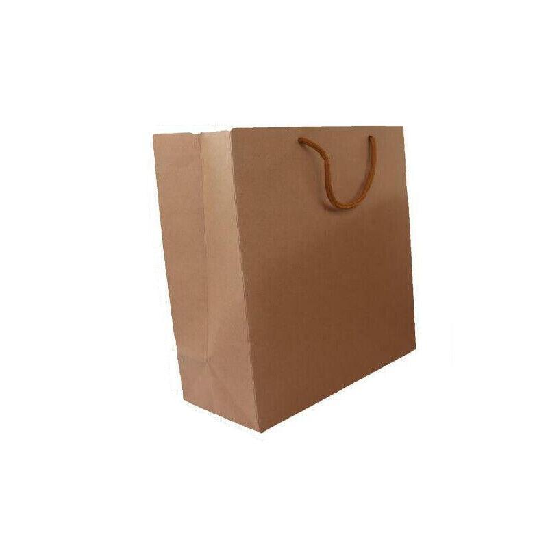 50X Kraft Paper Bags Gift Shopping Carry Craft Brown Bag With Handles - 50PCS  22*15*6CM