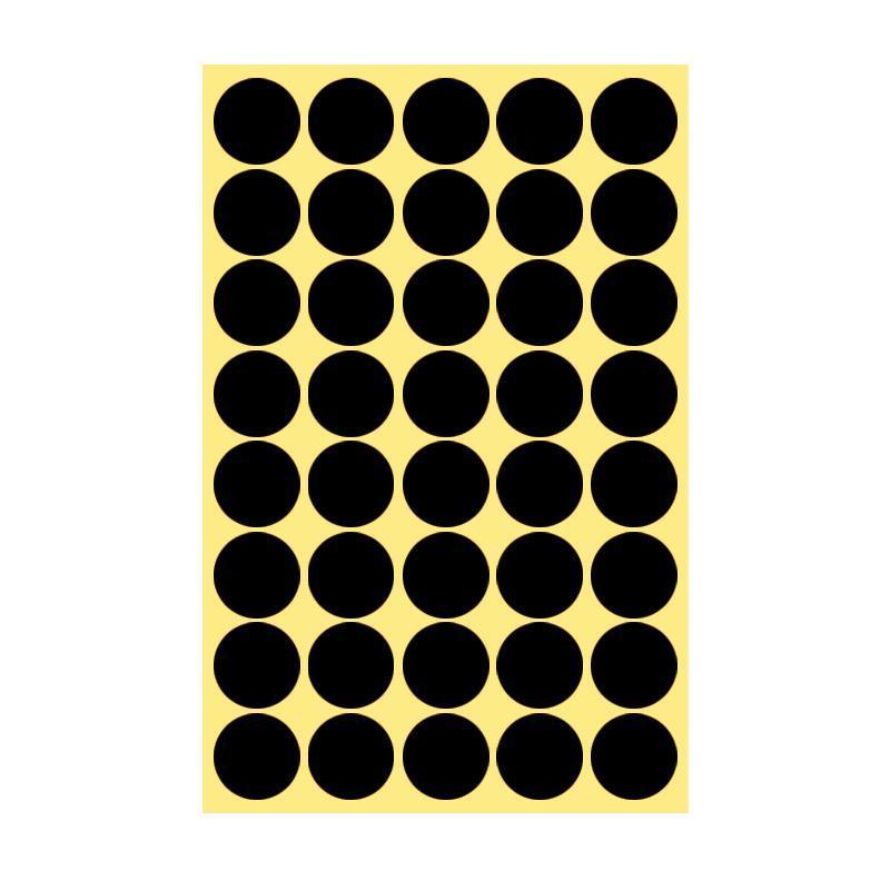 8/13/25/50mm Colour Sticker Dots Adhesive Round Labels Circular Scrapbooking Black - 13mm 132 Dots - 5 Sheets