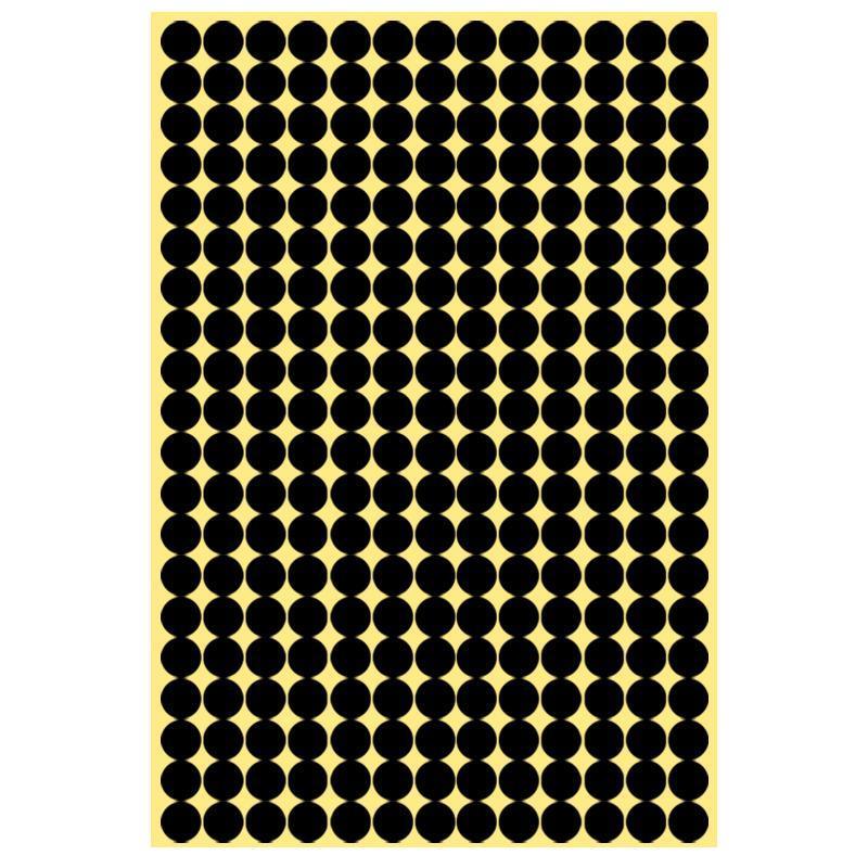 8/13/25/50mm Colour Sticker Dots Adhesive Round Labels Circular Scrapbooking Black - 8mm 260 Dots - 5 Sheets