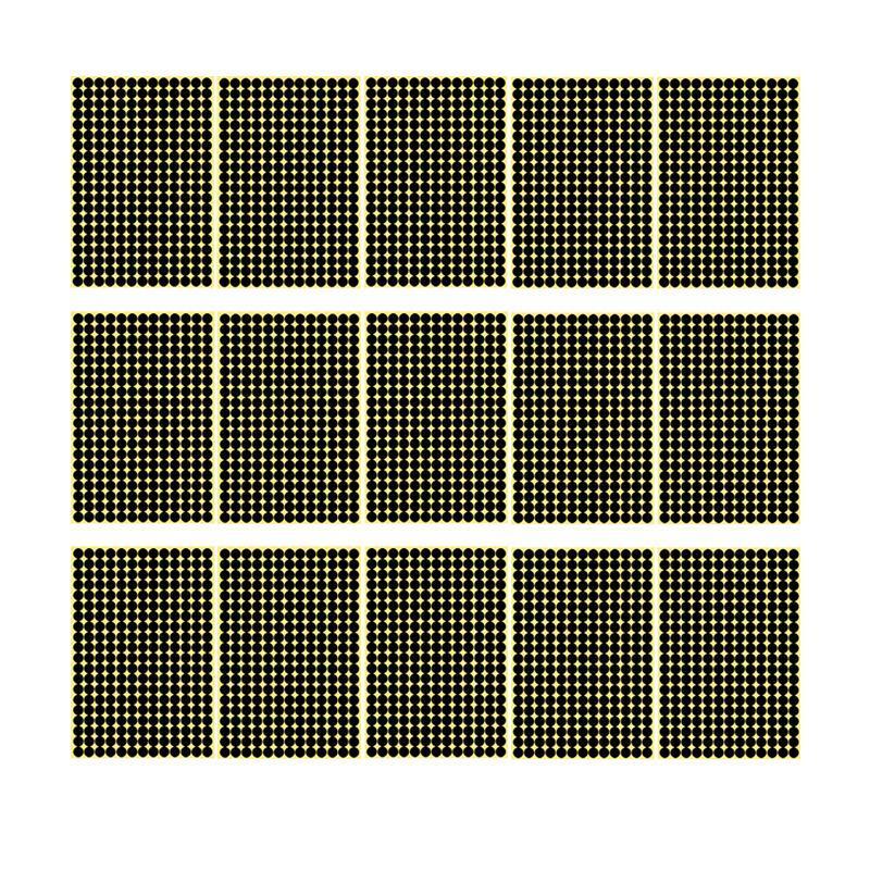 8/13/25/50mm Colour Sticker Dots Adhesive Round Labels Circular Scrapbooking Black - 8mm 260 Dots - 5 Sheets