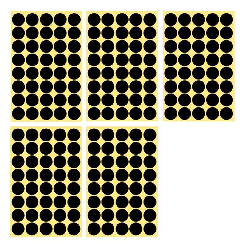8/13/25/50mm Colour Sticker Dots Adhesive Round Labels Circular Scrapbooking Black - 8mm 260 Dots - 5 Sheets