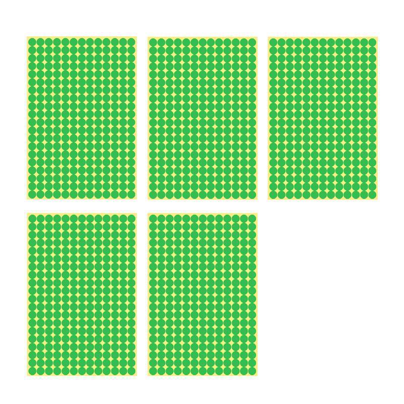 8/13/25/50mm Sticker Dots Adhesive Round Labels Circular Scrapbooking Light Green - 13mm 132 Dots - 5 Sheets