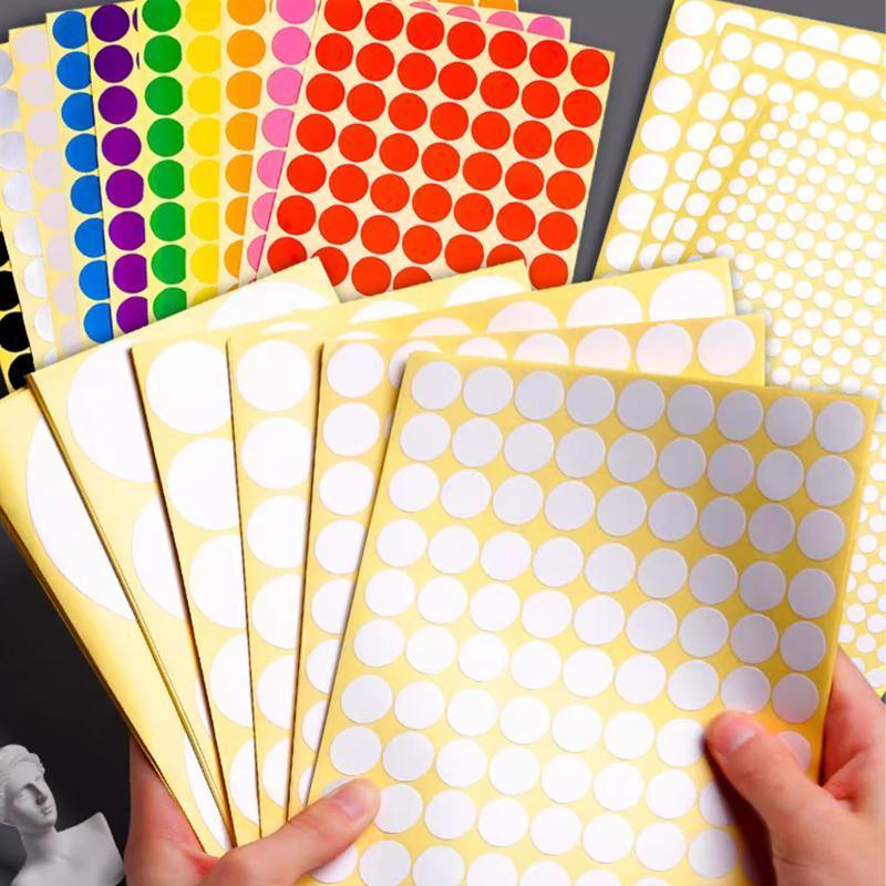 8/13/25/50mm Sticker Dots Adhesive Round Labels Circular Scrapbooking Light Green - 25mm 40 Dots - 5 Sheets